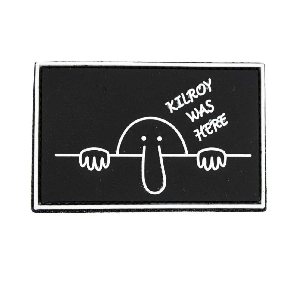 PARCHE PVC 3D NARIZOTA KILROY WAS HERE NEGRO-BLANCO
