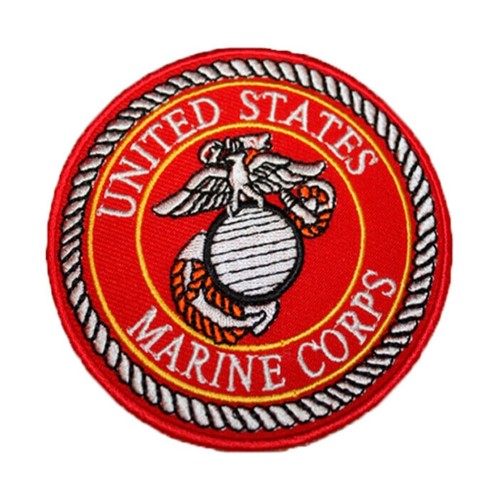 PARCHE BORDADO UNITED STATES MARINE CORPS REDONDO ROJO