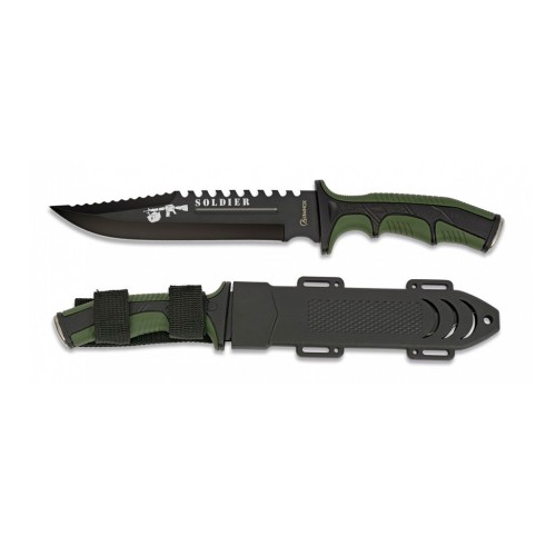 CUCHILLO ALBAINOX SOLDIER FUNDA ABS VERDE-NEGRO