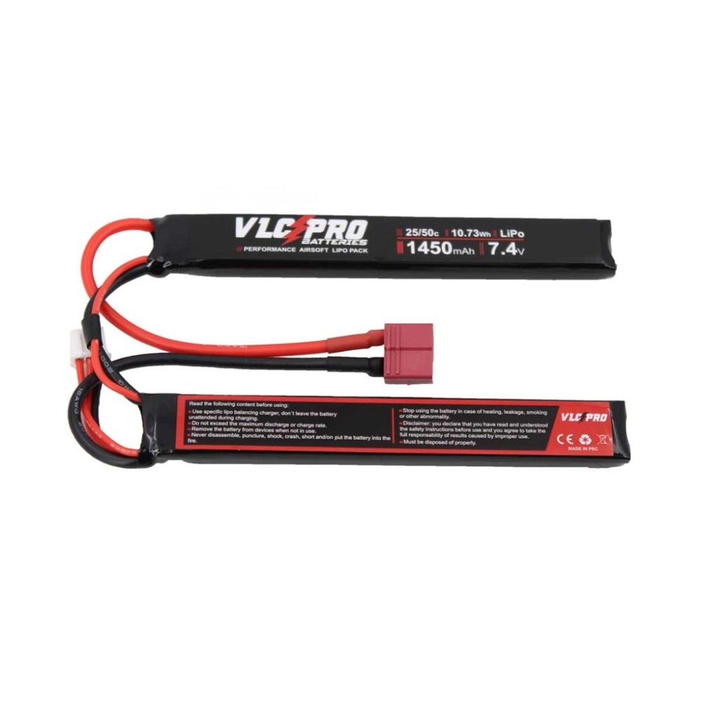 BATERIA VLC PRO LIPO 7.4V 1450MAH 25C/50C 2STICK T-DEAN NEGRA