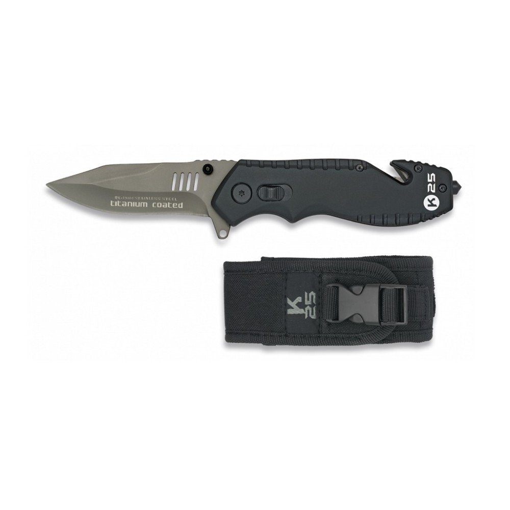 NAVAJA K25 ROMPE CINTURONES HOJA 8 CM NEGRA